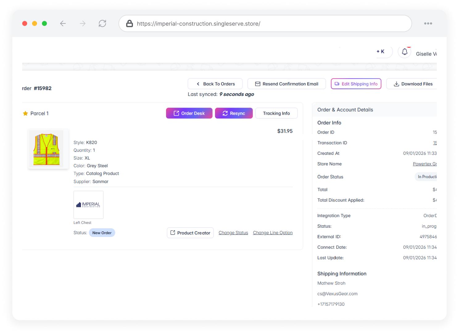 Order detail screen with callouts for measuring results and planning what's next