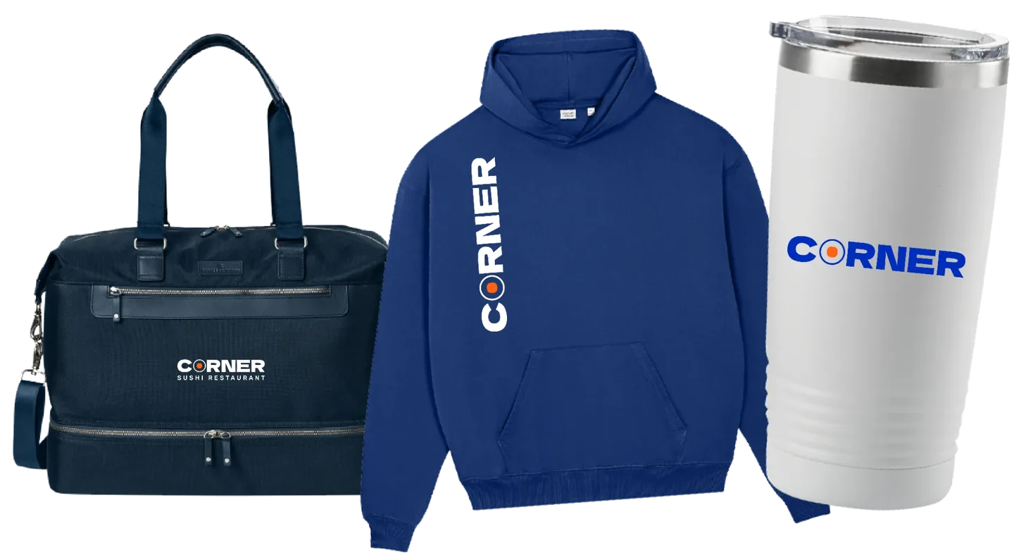 Branded bag, hoodie, and tumbler for a client store