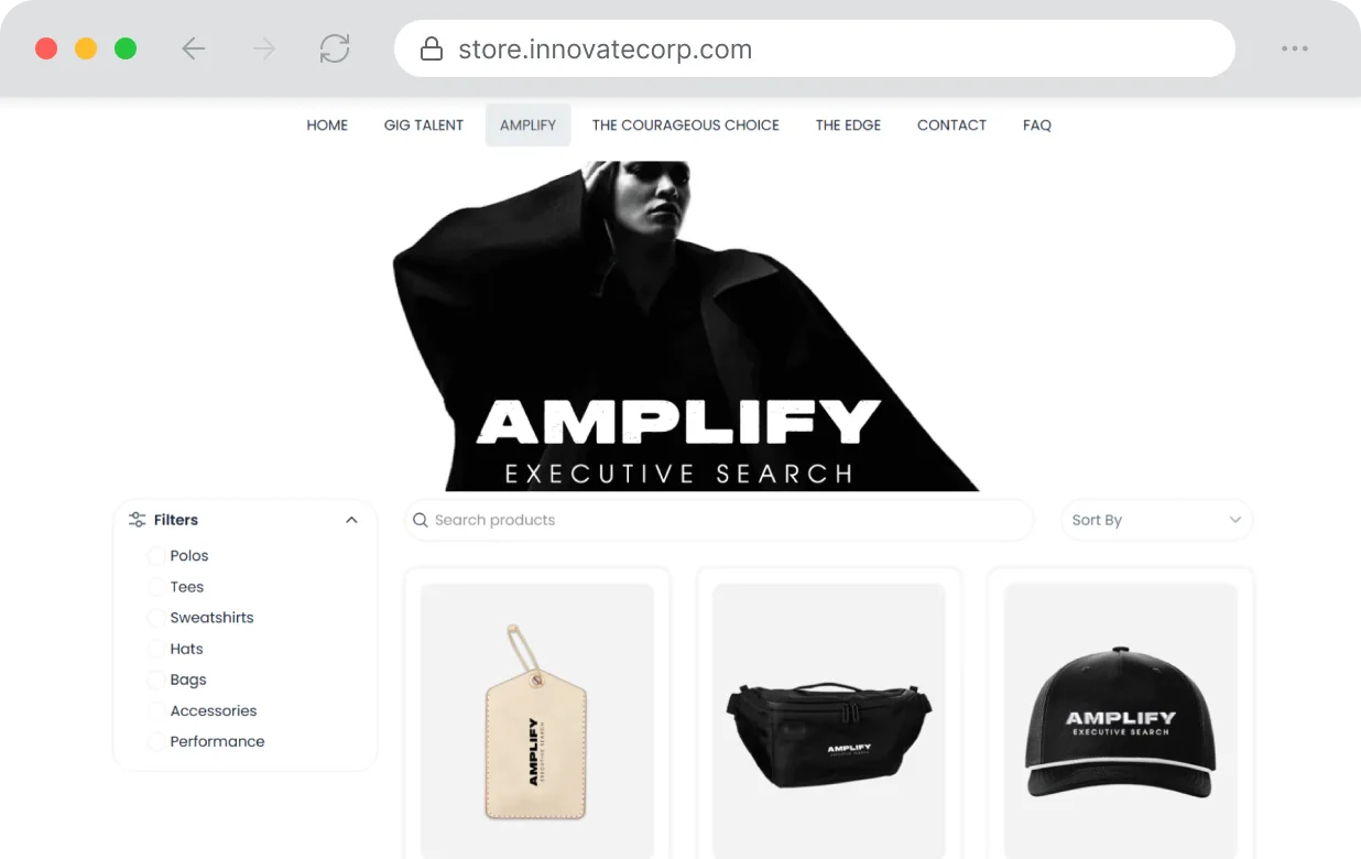 Amplify branded merchandise storefront