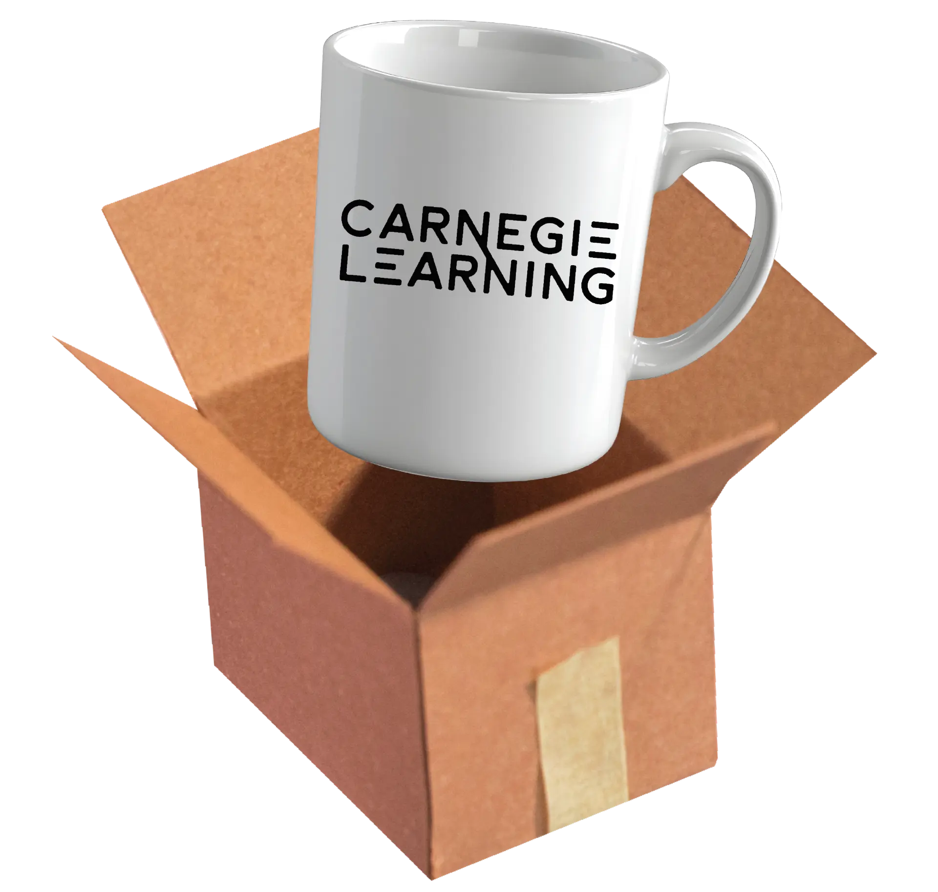 Branded mug in a shipping box