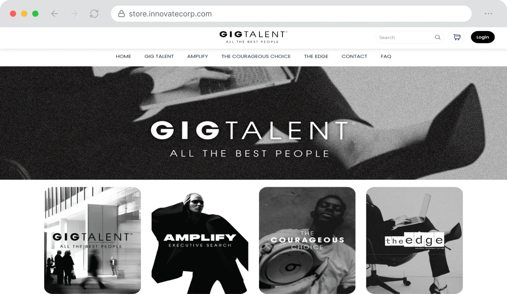 GIG Talent managed storefront homepage
